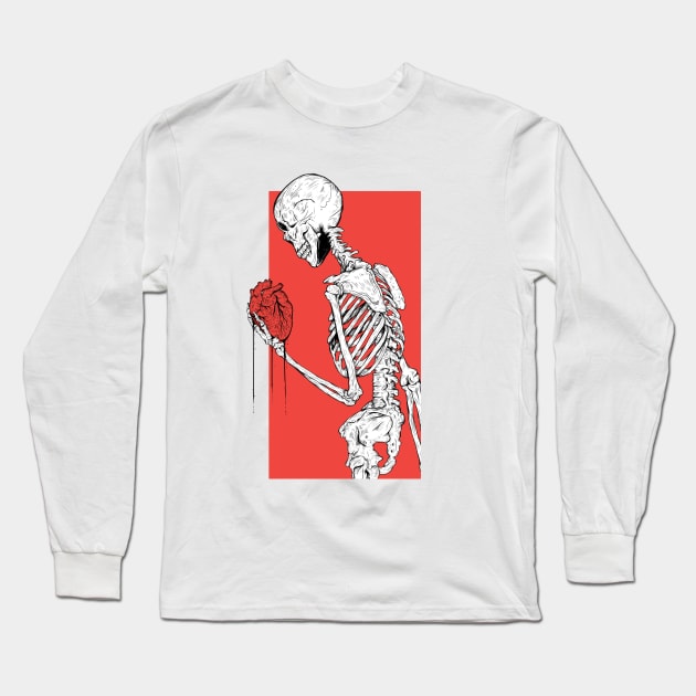 Skeleton holding your heart Long Sleeve T-Shirt by Jess Adams